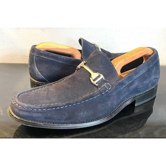 Stacy Adams Mens Casual Walking Shoes Blue Suede Horse Bit Loafers Dressy 10.5 M - Picture 6 of 10